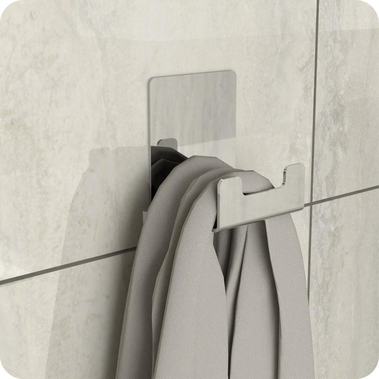 Gancho de Parede Inox Com Adesivo Toalha Cabide Banheiro ELG