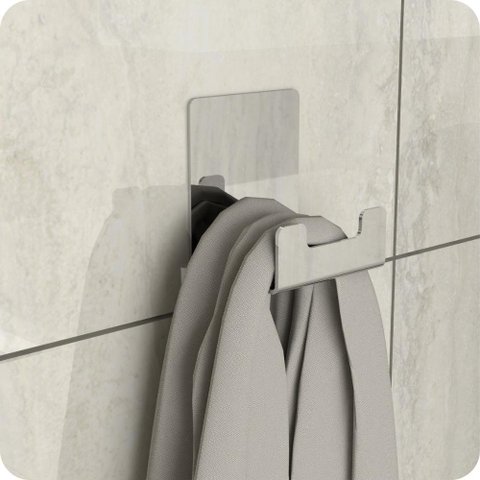 Gancho de Parede Inox Com Adesivo Toalha Cabide Banheiro ELG