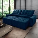 Ver imagem 1 de Sofá Retrátil Reclinável Alaska 2,70m Suede Velut Azul Marinho Molas no Assento - King House