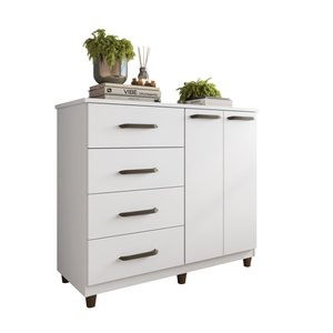 Cômoda 2 Portas 4 Gavetas Moderna Ideal para Sua Necessidade - Branco