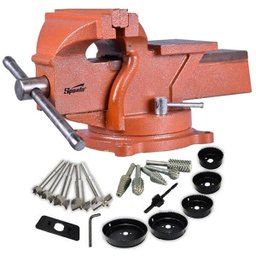 Morsa Bancada 95mm Giratória C/Bigorna + Kit Marceneiro - 1