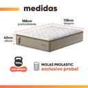 Ver imagem 4 de Cama Box Baú Colchão Casal Probel Molas Guarda Costas Max Pillow Top 138x188x81cm Branco / Bege