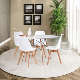 Conjunto Moderno Mesa 110cm Eiffel Redonda Mdf e 4 Cadeiras Leda Wood Elegance - 3