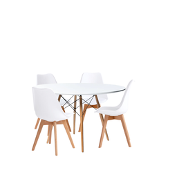 Conjunto Moderno Mesa 110cm Eiffel Redonda Mdf e 4 Cadeiras Leda Wood Elegance - 7