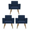 Ver imagem 1 de Kit 3 Poltronas Nina Premium: Suede/azul-marinho