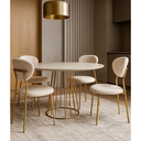 Ver imagem 1 de Conjunto Mesa de Jantar com 4 Cadeiras Livia Dourado/off - Exclusiva Bouclé Off White 301