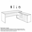 Ver imagem 4 de Mesa de Escritório c/ Aparador – Pé de MADEIRA – 1,90×1,50m NOGAL SEVILHA / PRETO