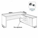 Ver imagem 2 de Mesa de Escritório c/ Aparador – Pé de MADEIRA – 1,90×1,50m NOGAL SEVILHA / PRETO