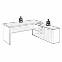 Ver imagem 5 de Mesa de Escritório c/ Aparador – Pé de MADEIRA – 1,90×1,50m NOGAL SEVILHA / PRETO