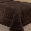Ver imagem 3 de Kit 3 Pçs Coberdrom Felpudo Casal + 2 Porta Travesseiros Dupla Face 2 X 2,2 M Marrom Casa Dona
