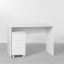 Ver imagem 3 de Conjunto Office - Bancada Contemporânea Slim Branco 1,10 + Gaveteiro Contemporâneo Slim 3 Gavetas Br