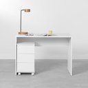 Ver imagem 1 de Conjunto Office - Bancada Contemporânea Slim Branco 1,10 + Gaveteiro Contemporâneo Slim 3 Gavetas Br