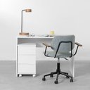 Ver imagem 2 de Conjunto Office - Bancada Contemporânea Slim Branco 1,10 + Gaveteiro Contemporâneo Slim 3 Gavetas Br