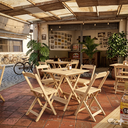 Ver imagem 3 de Jogo de Mesa com 4 Cadeiras de Madeira Dobravel 70x70 Ideal para Bar e Restaurante - sem Pintura/Cru