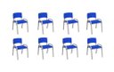 Ver imagem 1 de Kit 8 Cadeiras Infantil Iso, Escola, Base Cinza- Azul
