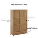 Ver imagem 4 de Guarda Roupa Solteiro 9178fn Topázio Madeira Maciça 2 Portas de Correr e 2 Gavetas Freijó Finestra