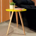 Ver imagem 7 de Kit 2 Mesa de Cabeceira Mesa de Apoio Lateral Pé Palito 68cm:amarelo