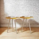 Ver imagem 1 de Kit 2 Mesa de Cabeceira Mesa de Apoio Lateral Pé Palito 68cm:amarelo