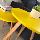 Ver mais imagens de Kit 2 Mesa de Cabeceira Mesa de Apoio Lateral Pé Palito 68cm:amarelo