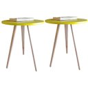 Ver imagem 2 de Kit 2 Mesa de Cabeceira Mesa de Apoio Lateral Pé Palito 68cm:amarelo