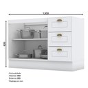 Ver imagem 4 de Balcão Pia 2 Portas e 3 Gavetas 120cm Americana Branco com Tampo Nature - Móveis Henn Branco-