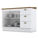 Ver imagem 2 de Balcão Pia 2 Portas e 3 Gavetas 120cm Americana Branco com Tampo Nature - Móveis Henn Branco-