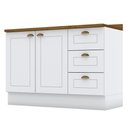 Ver imagem 1 de Balcão Pia 2 Portas e 3 Gavetas 120cm Americana Branco com Tampo Nature - Móveis Henn Branco-