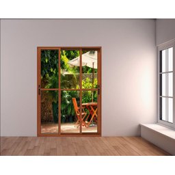 Porta de aluminio 03 folhas móveis maxx madeiro - 210x150 - 2 Porta de aluminio 03 folhas móveis maxx madeiro - 210x150 - 2