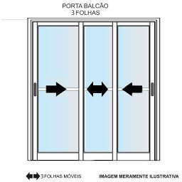 Porta de aluminio 03 folhas móveis maxx madeiro - 210x150 - 3 Porta de aluminio 03 folhas móveis maxx madeiro - 210x150 - 3
