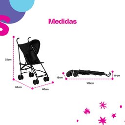 Carrinho de Bebê Skinny 6 Meses a 15 Kg Preto - Cosco - 7