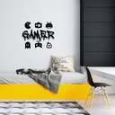 Ver imagem 1 de Adesivo Porta Gamer Grafite Elementos Vídeo Game Internet Quarto Adolescente
