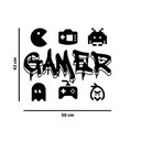 Ver imagem 3 de Adesivo Porta Gamer Grafite Elementos Vídeo Game Internet Quarto Adolescente