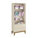 Ver imagem 3 de Jogo de Quarto Infantil Classic Guarda Roupa 2 Portas e Cômoda 6 Gavetas Areia Fosco com Pés