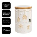 Ver imagem 4 de Potiche Decorativo Natal Dolomita com Tampa 1700ml Branco Bege Vedação Silicone - Master Christmas
