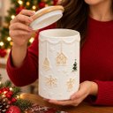 Ver imagem 3 de Potiche Decorativo Natal Dolomita com Tampa 1700ml Branco Bege Vedação Silicone - Master Christmas