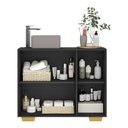 Ver imagem 3 de Gabinete Banheiro 3 Portas 90Cm Multimóveis V5031 Preto/Natural Preto/Natural
