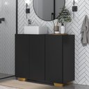 Ver imagem 6 de Gabinete Banheiro 3 Portas 90Cm Multimóveis V5031 Preto/Natural Preto/Natural