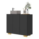 Ver imagem 1 de Gabinete Banheiro 3 Portas 90Cm Multimóveis V5031 Preto/Natural Preto/Natural