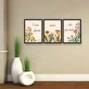 Ver imagem 2 de KIT Quadro Decorativo 3 pçs Frase Plantas Flores Floral Sala