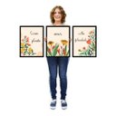 Ver imagem 4 de KIT Quadro Decorativo 3 pçs Frase Plantas Flores Floral Sala