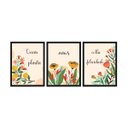 Ver imagem 1 de KIT Quadro Decorativo 3 pçs Frase Plantas Flores Floral Sala