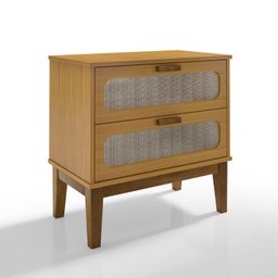 Mesa de Cabeceira Santorini 60cm Pes de Madeira 2 Gavetas Nature - 2