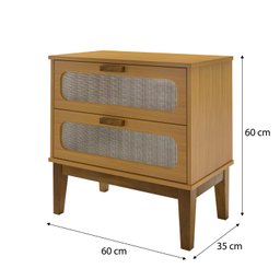 Mesa de Cabeceira Santorini 60cm Pes de Madeira 2 Gavetas Nature - 4