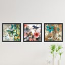 Ver imagem 1 de Quadros Decorativo Moldura Passarinho Borboleta Flor Sala