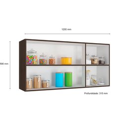 Armário Aéreo Evidence 3 Portas 120cm Com Prateleira Poliman Móveis - 4