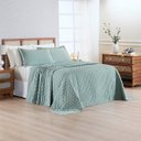 Ver mais imagens de Kit Colcha Cobre Leito Plissê Casal Seersucker Premium 3 Peças Maciez e Leveza com Textura 3D Verde