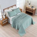 Ver imagem 6 de Kit Colcha Cobre Leito Plissê Casal Seersucker Premium 3 Peças Maciez e Leveza com Textura 3D Verde