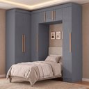 Ver imagem 2 de Guarda Roupas Modulado Closet de Canto Quarto Completo 7 Portas Espaço Cama Solteiro 0,88m Madrid