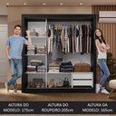 Ver imagem 6 de Guarda-roupa Casal 3 Portas de Correr com Espelho 2 Gavetas Preto Sublime Madesa