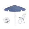 Kit Praia Guarda-Sol Articulado Diâmetro 2,0M com Base e Cadeira 5 Posições - 1